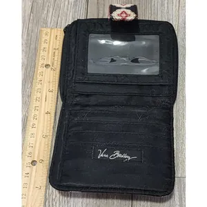 Vera Bradley‎ Wallet Compact Zip Around Paisley Print Black Small thumbnail 4