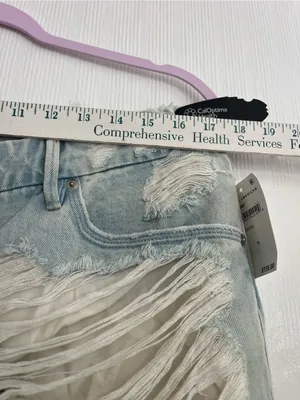 Good American Pale Blue Ripped Boyfriend Jeans thumbnail 4