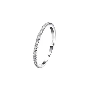 NEW Dainty 14k Gold Plated S925 Simulated Diamond Band Ring, Adjustable Band‎ thumbnail 3