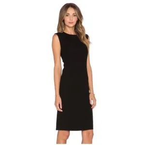 Vince Small Sheath Dress Black Sleeveless Ponte Knit Exposed Zip LBD Minimalist thumbnail 2