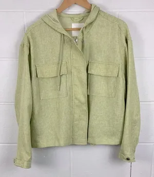 Avec Les Filles Light Green Utility Lightweight Tweed Jacket Preppy NWT Size XL thumbnail 1
