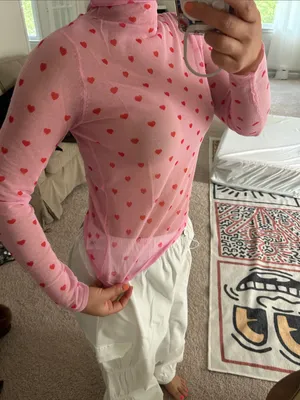 Zara sheer heart print top. S thumbnail 4
