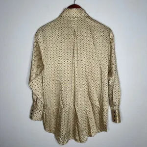 Zara Basics polyester geometric gold button‎ up blouse Sz M thumbnail 6