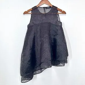 ILMNE Black Silk Asymmetrical Stunning Formal Sleeveless Top‎ Striped Women's XS thumbnail 2