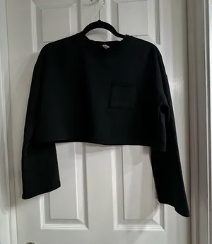 Free People Top Crop Black Long Sleeve thumbnail 1