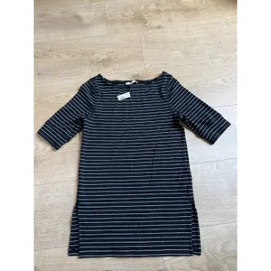 NWT Womens Madewell Ribbed Boat neck Tee black white Stripe stretch cotton XS thumbnail 2