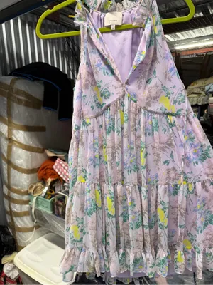 cinq a sept Lavender Floral Tiered Mini Dress with Yellow & Green Accents thumbnail 2