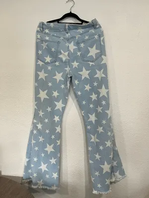 Madden Girl Steven Madden Light Blue Star-Print Flared Jeans Size 28 thumbnail 3