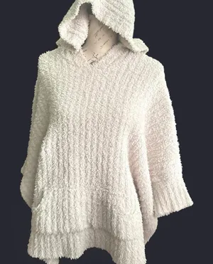 Hippie Rose Oversized Cozy + Warm Fluffy Cream Hooded Fuzzy Women Sweater M/L; OS thumbnail 1