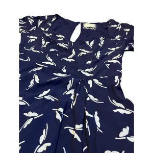 Maeve Anthropologie Navy Blue White Fern Print Sweetheart Mini Dress XS thumbnail 5