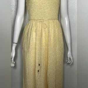 Free People 100%Viscose Little Of Your Love Yellow Floral Jumpsuit Size XS L-20 thumbnail 6