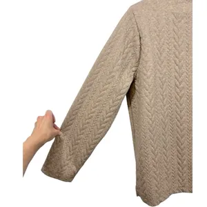 J. Crew Cable Knit Cowl Neck Top‎ Tan Size Medium Preppy Neutral Minimalist Cozy thumbnail 6