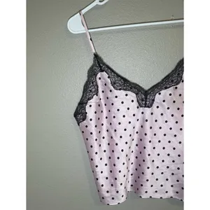 Victoria’s Secret Pink & Black Lace Trim Polka Dot Cami Top Women’s Size Medium thumbnail 2