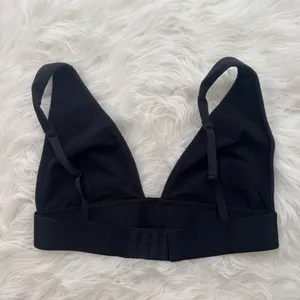 Skims Cotton Rib Plunge Bralette Soot Size Small thumbnail 4