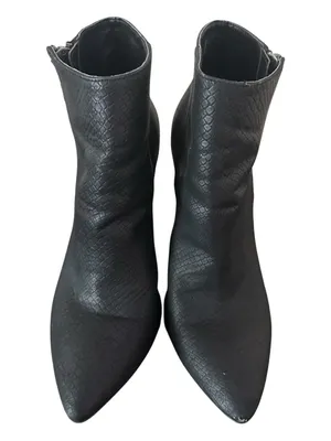 BP Black Pointed Stiletto Ankle Booties- Sleek Textured Design thumbnail 1