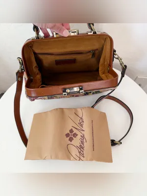 Patricia Nash Gracchi Antique Rose Leather Satchel Crossbody Cottagecore thumbnail 6