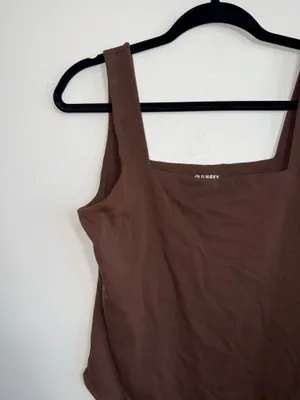 Old Navy Square Neck Tank Top Bodysuit Solid Brown Full Coverage thumbnail 5