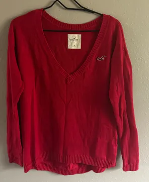 Y2K Hollister Sweater Cable Knit V-Neck thumbnail 1