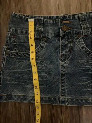 VTG Y2K Periscope Micro Mini Denim Jean Skirt Sz 5 thumbnail 5