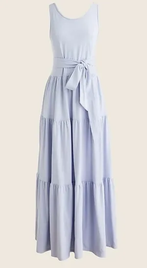 J. Crew Broken-In Jersey Tiered Maxi Dress periwinkle size small thumbnail 1