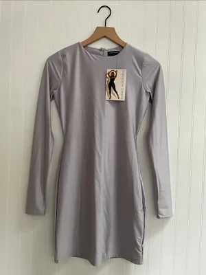 NAKED WARDROBE Figure U Out Mini Dress Long Sleeve Bodycon Size L NWT thumbnail 2