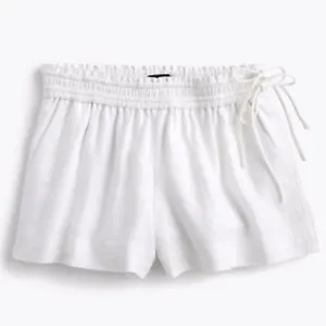 J Crew 100% Linen Side Tie Pull On Hi-Rise Shorts G4710 White XS thumbnail 1