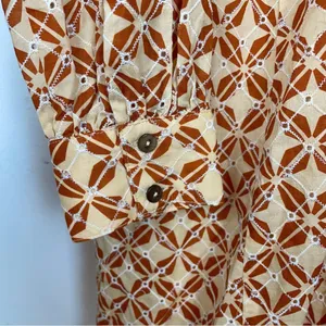 Lost + Wander Golden Dawn Orange Geometric Print Long Sleeve Boho Midi Dress S thumbnail 6