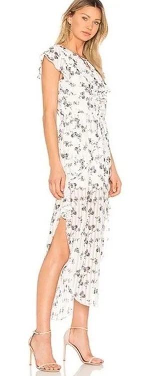Elliatt Womens Sheer Flora Bloom Maxi Fluncy Ruffled Dress White Pink Size Small thumbnail 1