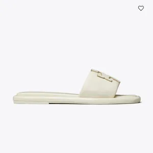 NIB TORY BURCH DOUBLE T SPORT LOGO SLIDE SHOE light cream gold 7.5 thumbnail 4