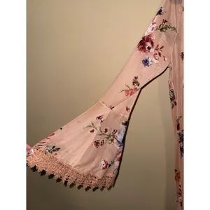 Polly & Esther Fairycore Peach Floral Mesh Duster Cardigan Bell Sleeve Lace L Layering Ethereal thumbnail 2