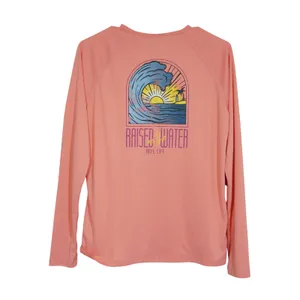Reel Life Womens UPF Raised on the Water Performance Long Sleeve Tee Coral Pink thumbnail 6