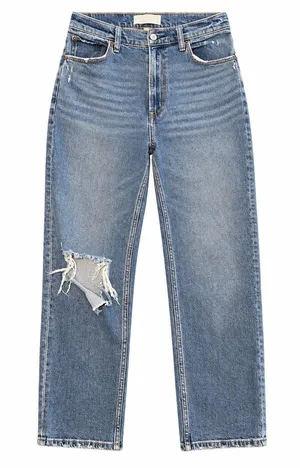 Abercrombie Fitch Ankle Straight Ultra High Rise med wash mild distress jeans 4R thumbnail 1