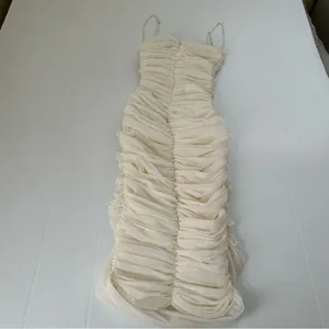 House of CB Sirene Gathered Organza Mesh Dress Ivory, M thumbnail 6