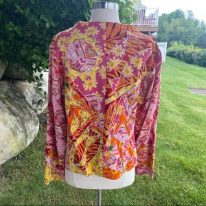 Sandy Starkman Boho Floral Jacket Pink Size L thumbnail 6