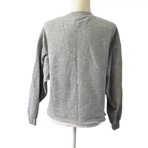 Alo Yoga Gray Raw Hem Cropped Crewneck Sweatshirt Oversized Pullover Logo (L-XL) thumbnail 2