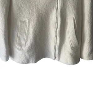 Zara Trafaluc Size Small Cream Tweed Wool Blend‎ Diagonal Zip Jacket thumbnail 3