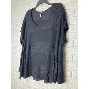 Free People anything & everything black‎ asymmetrical top women's size medium thumbnail 4