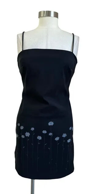 Vintage Y2K Rampage Black Mini Dress Size 5‎ Bodycon Slip Party 90s thumbnail 1