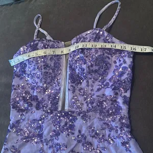 SOLD Purple Mermaid Fit Prom Party Dress Sparkly Sequins Lace Up Back Size 2 thumbnail 10