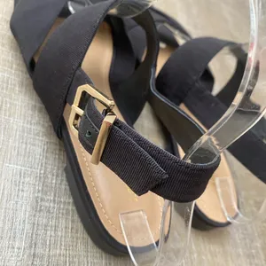 & Other Stories Black Twill Slingback Buckled Sandals Women’s 8 Wide Strap Flats thumbnail 9