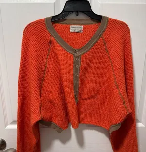 Urban Outfitters Orange Button-Up Sweater thumbnail 1