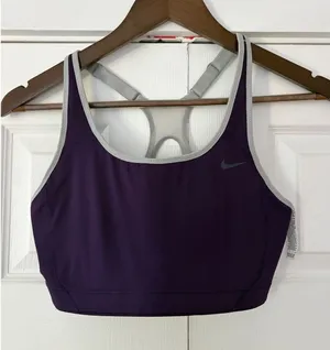 Nike Dri-FIT High Support Sports Bra Purple Grey Racerback Size L B/C 445687-524 thumbnail 1