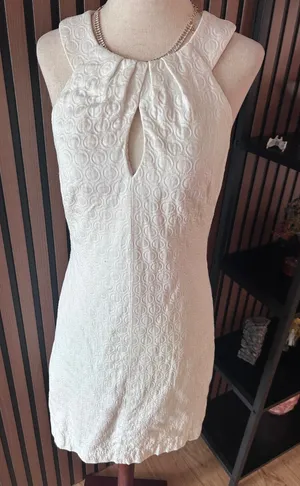 White House black market dress size 4 cotton keyhole embossed thumbnail 1