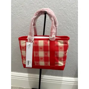 Stoney Clover Lane Red Heart Check Mini Tote New with tags thumbnail 5