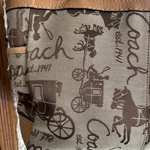 VINTAGE Coach Horse & Carriage brown canvas and leather trim tote bag thumbnail 9