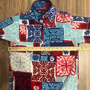 Patagonia Synchilla Snap-T Fleece Pullover XXS Patchwork Print Red Blue Vintage thumbnail 8