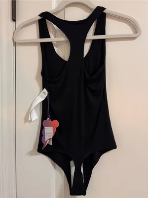 YITTY Black Racerback Bodysuit with Scoop Neck thumbnail 4