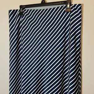 J. Crew Navy White Diagonal Stripe Satin Midi Skirt Elastic Waist Nautical Large thumbnail 3