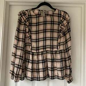 LOFT pink plaid flannel blouse thumbnail 1