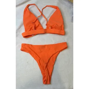 Bikini Women's Medium Orange Hi-Waist Hi-Cut Thong NEW Sexy Swimwear thumbnail 2